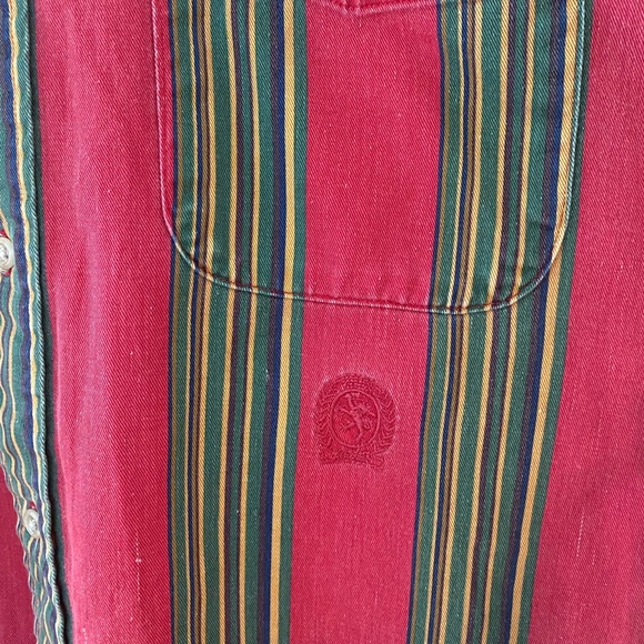 Tommy Hilfiger Green and Red Vintage Button Down - Picture 3 of 4